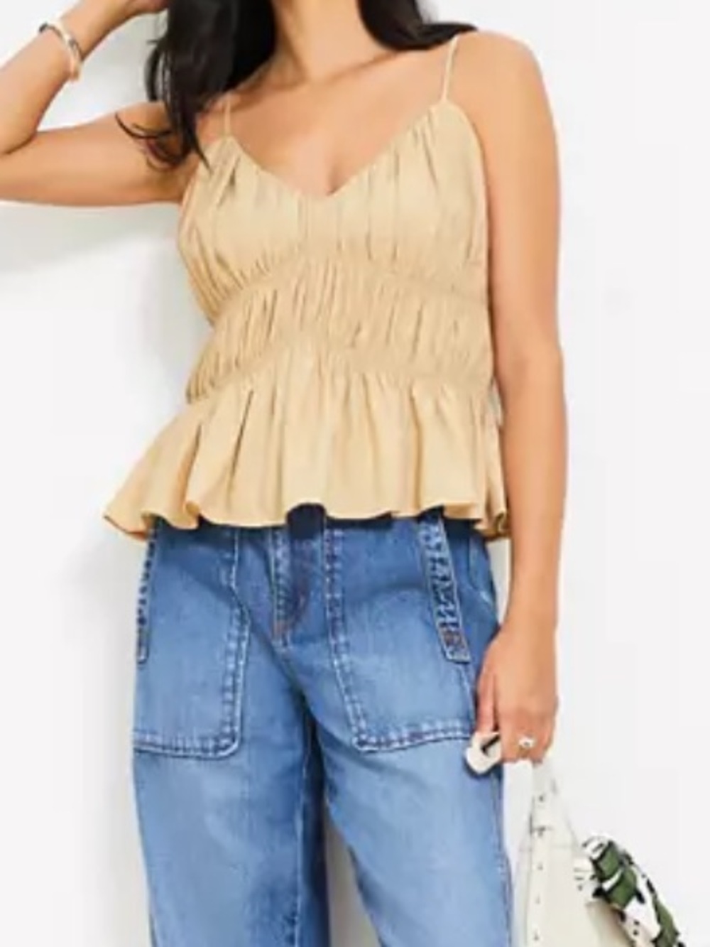 LOFT Pleated Smocked Cami Tank Medium